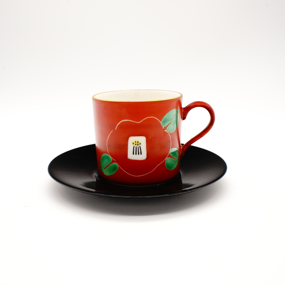 CP-1C　赤椿　コーヒー碗皿